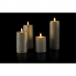 Preview: Indoor Flat LED Candle Set large grey, 4 Kerzen mit DM 7,5cm, Höhen: 10cm, 13,5cm, 17cm und 20cm, IP20, benötigt 8x AA 1,5V Batterien