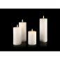 Preview: Indoor Flat LED Candle Set large white, 4 Kerzen mit DM 7,5cm, Höhen: 10cm, 13,5cm, 17cm und 20cm, IP20, benötigt 8x AA 1,5V Batterien