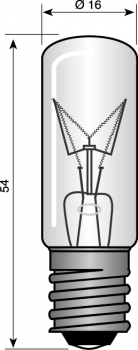 Röhrenlampe 16x54mm, 220-260V/6W, E14, klar