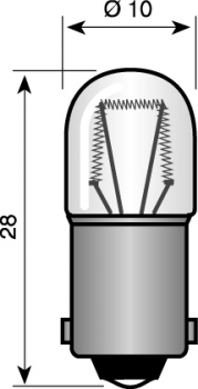 Kleinglühlampe 220V/2W, BA9s, T10, 10x28mm, klar