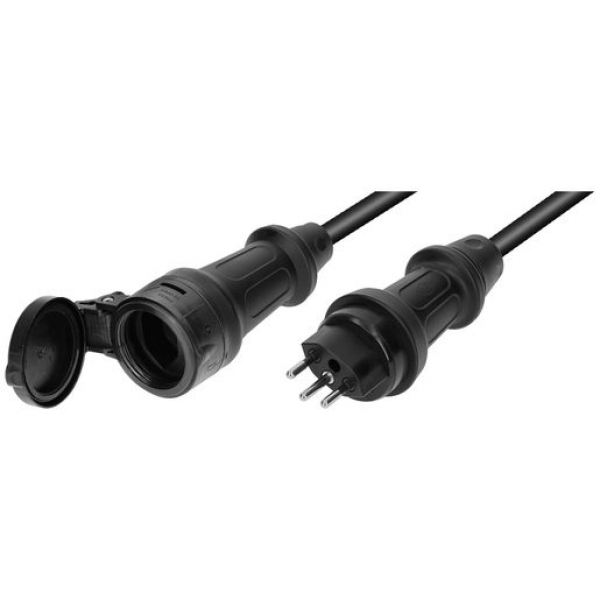 Verlängerungskabel 230V, 10A, MH T13/T13, TH55, H07RN-F3G1.5mm,² GDV, 20m, IP55, schwarz