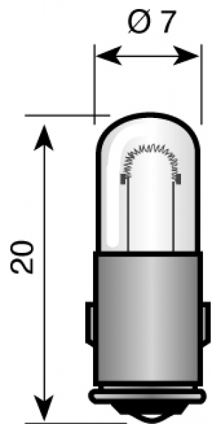 Kleinglühlampe 12V/2W, BA7s, T7, 7x20mm, klar